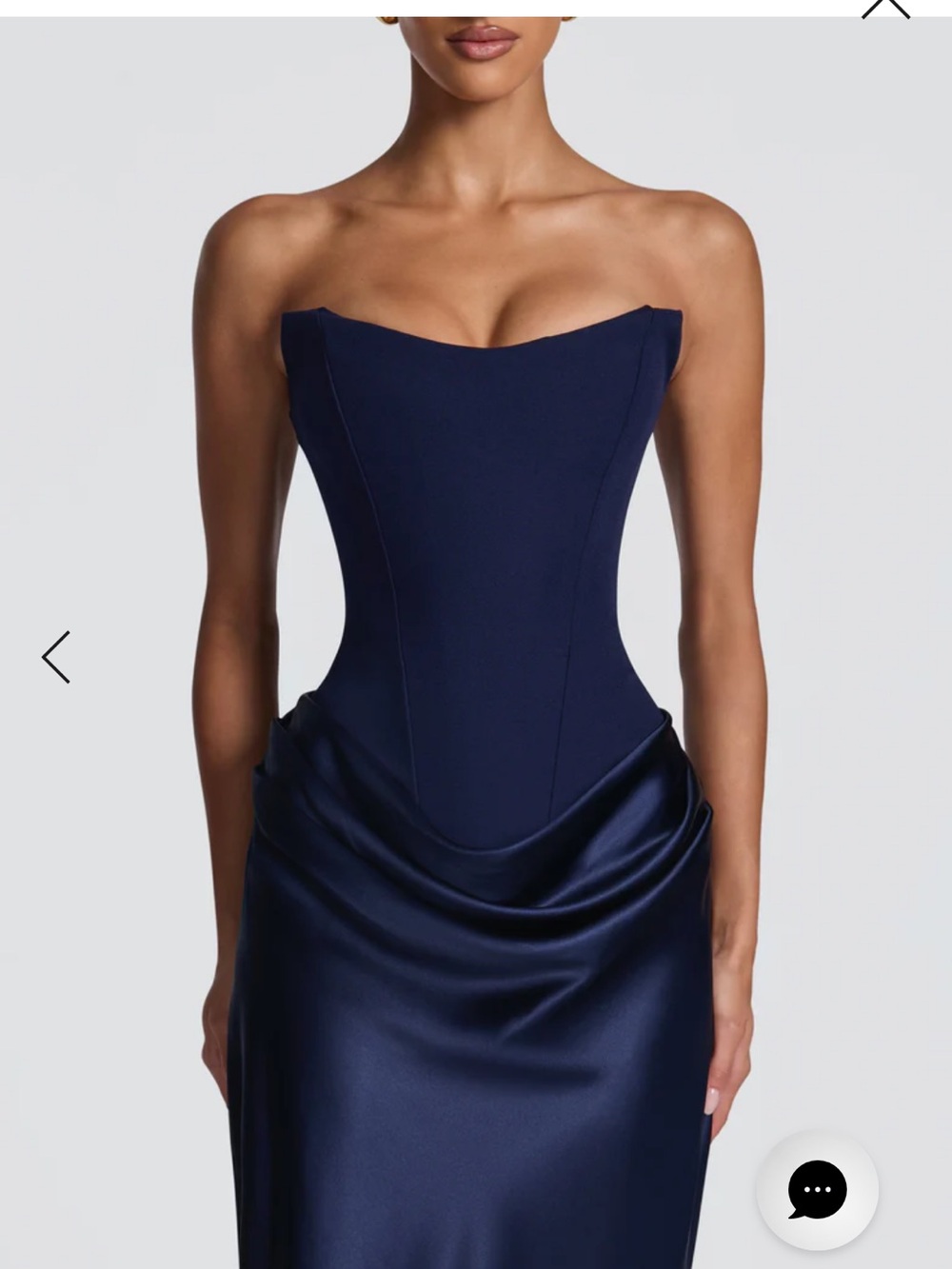 Strapless Navy Satin Corset Evening Dress